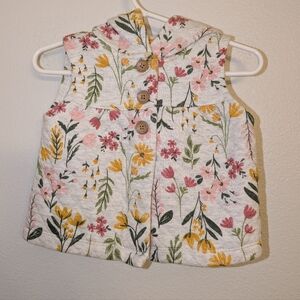 Carter's Quilted Floral Button-Up Hooded Vest Size 9 Months